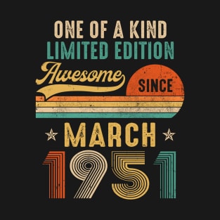 March 1951 Vintage 70 Years Old Retro 70th Birthday Gift T-Shirt