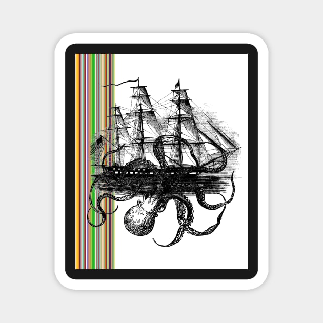 OctoShip with Stripes Magnet by missdebi27