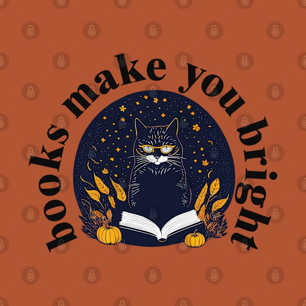 Books Make You Bright Halloween Magical Black Cat Miaw Book by ZAZIZU