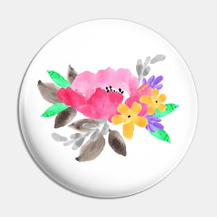 Pink green watercolor flower design Pin