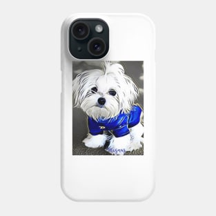 Maltese Artwork, Maltese art, dog art, dog portrait, Magnus the cute, Cute white dog, white dog decor, maltese merchandise Phone Case