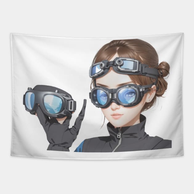 Girl with goggles Tapestry by FASHION FIT