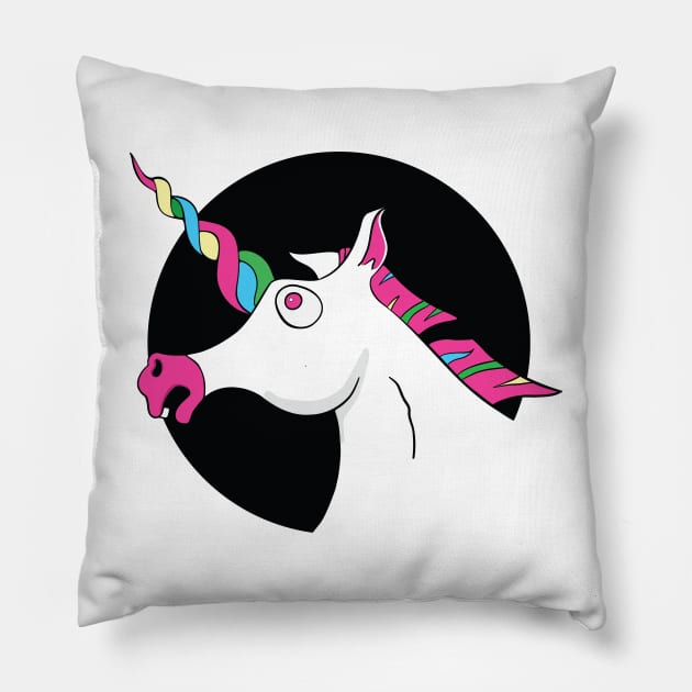 Funny Unicorn Pillow by DesignEvolved