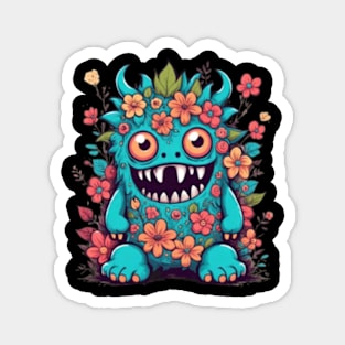 Cute green floral little monster gift ideas Magnet