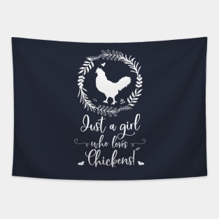 Just A Girl Who Loves Chickens Silhouette Tapestry
