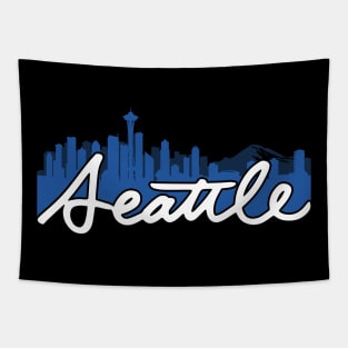 Seattle Skyline Cursive Tapestry