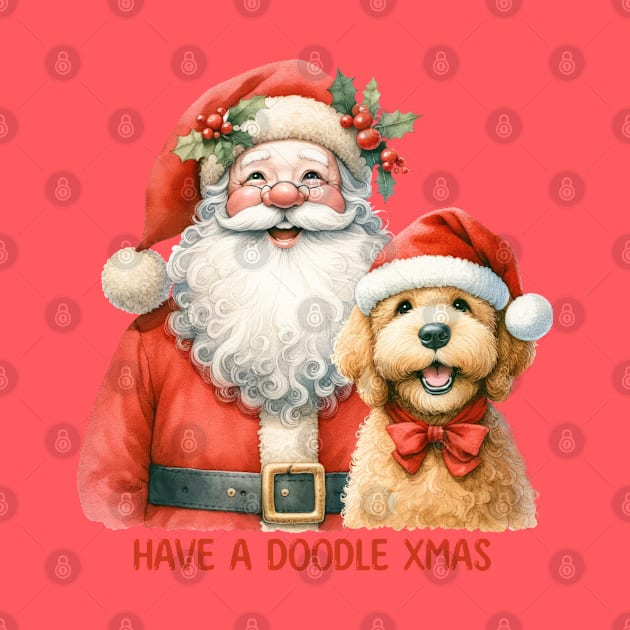 Cute Doodle Xmas Happy Santa with Labradoodle Dog Cartoon Christmas collection by Tintedturtles