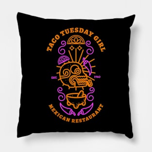 Taco Tuesday Girl Mexican Restaurant Pillow