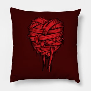 Bandage Heart (line art and red) Pillow