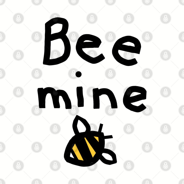 Honey Bee says Bee Mine Pun Valentines Day Message by ellenhenryart