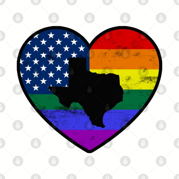 Texas United States Gay Pride Flag Heart by TextTees