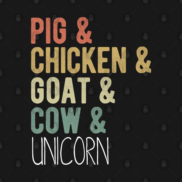 Funny Retro Farm Animals - Gift for Pig Chicken Goat Cow Unicorn Lovers by clickbong12