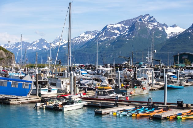 USA. Alaska. Seaport of Valdez city. Kids T-Shirt by vadim19