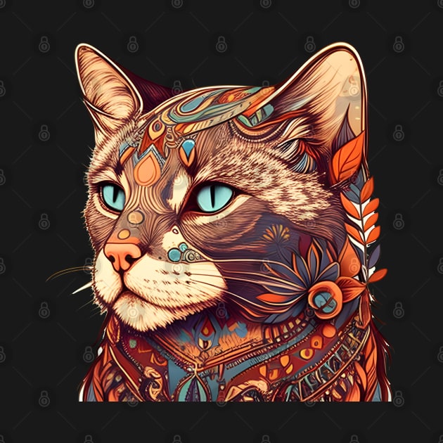 Colorful Cat Boho - Be Funny Everyday by Felix Rivera