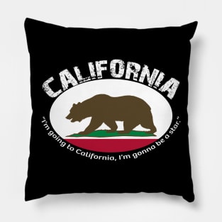 Bear Flag, Flag of California, Grizzly bear, “I’m going to California, I’m gonna be a star.” Pillow