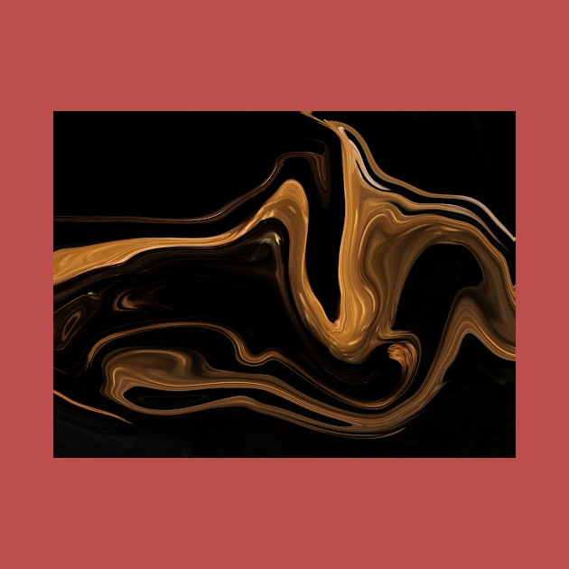 Soft Golden Flow - Digital Liquid Paint Swirls by GenAumonier