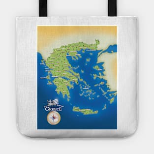 Illustrated Map Of Greece Tote