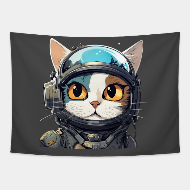 Futuristic Cyber  Cat Tapestry by FrogandFog