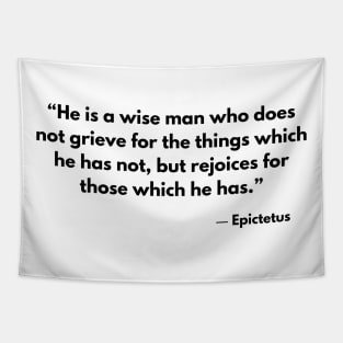 “He is a wise man who does not grieve for the things which he has not, but rejoices for those which he has.” Epictetus Tapestry