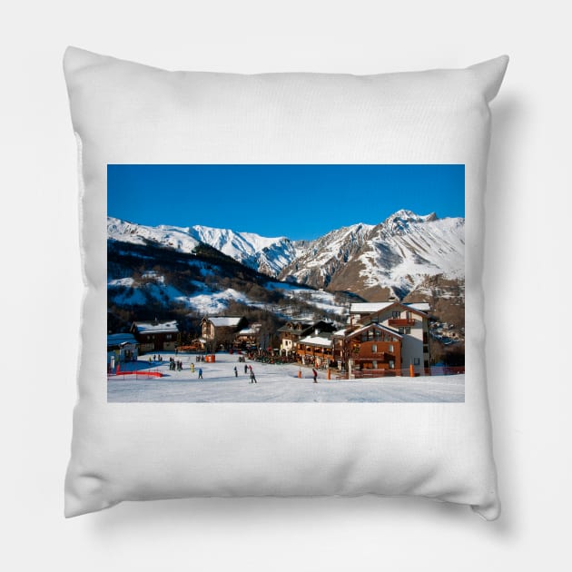 Saint Martin de Belleville 3 Valleys French Alps France Pillow by AndyEvansPhotos