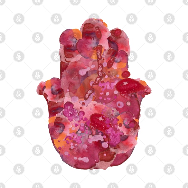 Red Watercolor Hamsa by JMM Designs