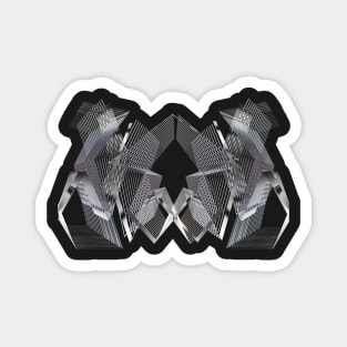 Geometric silver metallic futuristic pattern blac Magnet