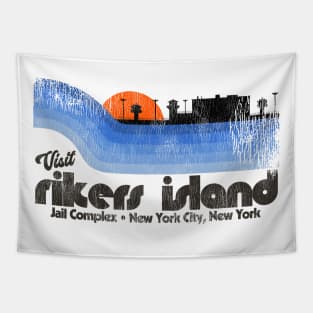 Visit Rikers Island Prison Retro Tourist Souvenir Tapestry