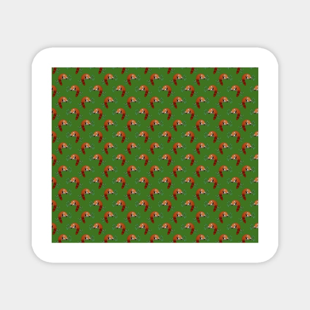 Sleeping Red Panda Green Pattern Magnet by saradaboru