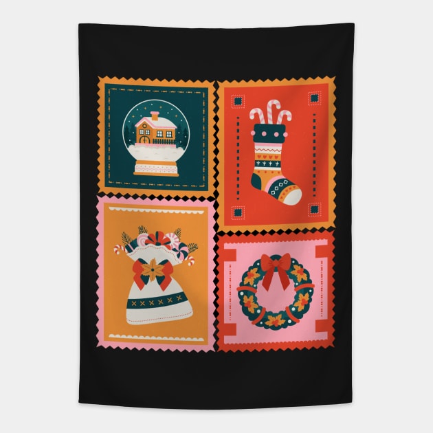 Christmas stamps 3 Tapestry by SkyisBright