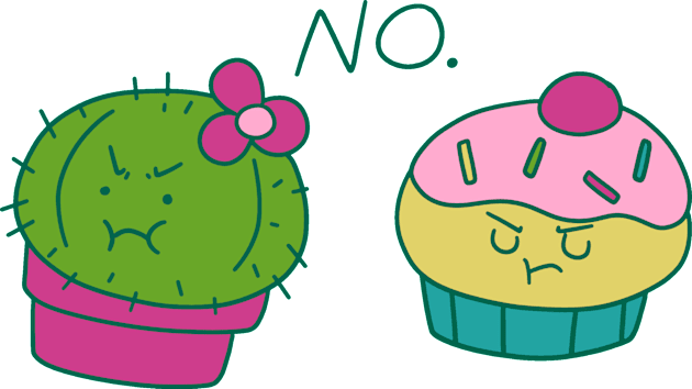 Cactus and Cupcake No Kids T-Shirt by saradaboru