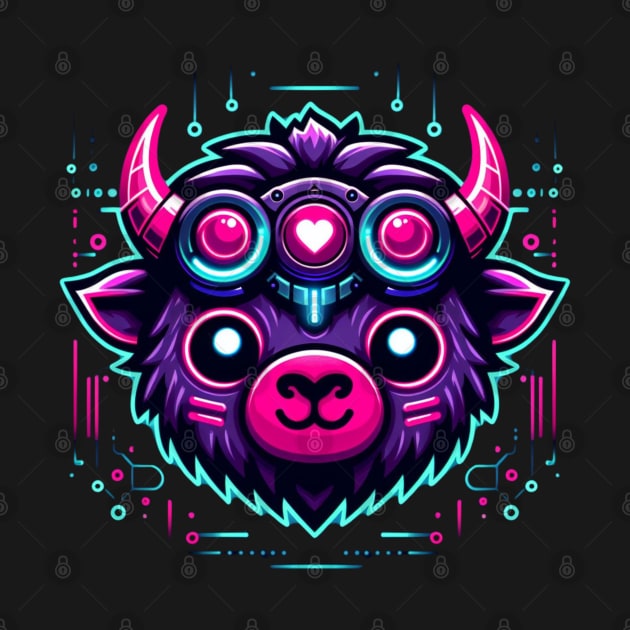 neon cyberpunk bison graphic by chems eddine