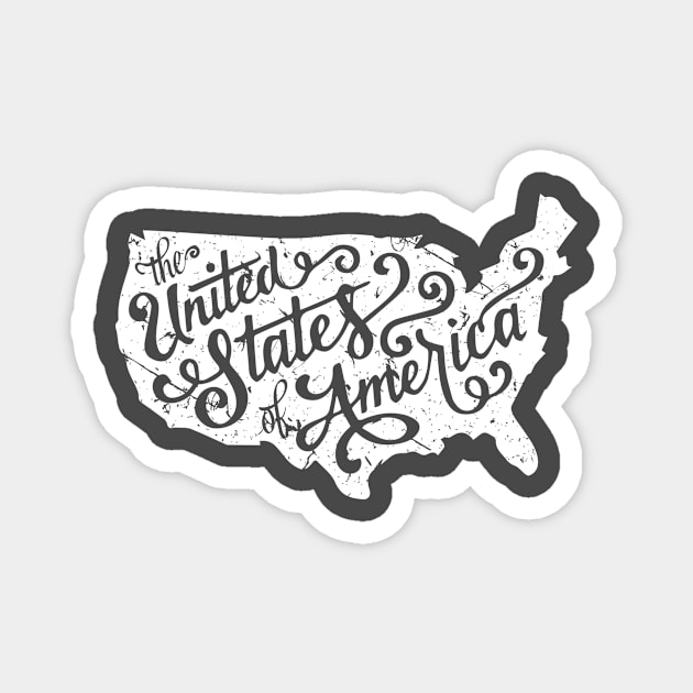 usa map proud independence day by United States of America Magnet by JOISDRAW ART