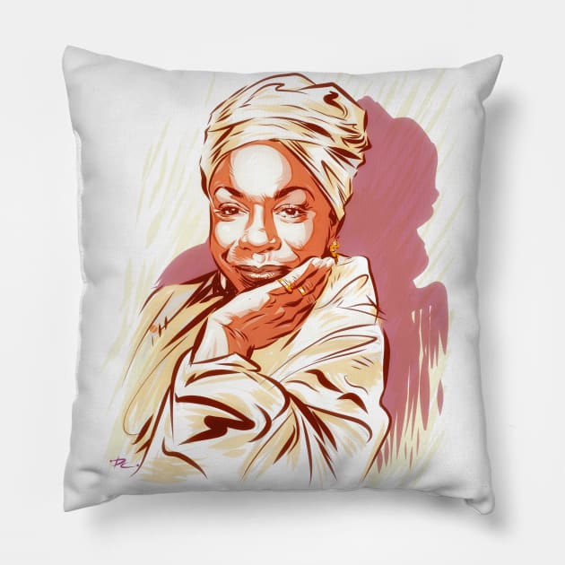 Nina Simone - An illustration by Paul Cemmick Pillow by PLAYDIGITAL2020