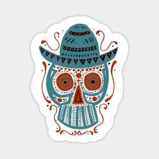 Hand Drawn Sombrero Skull Magnet