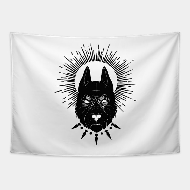 Hellhound- White Tapestry by MossAndMarrow