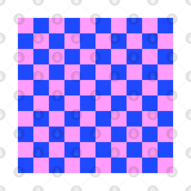 Checkerboard Square Seamless Pattern - Blue & Pink by DesignWood Atelier