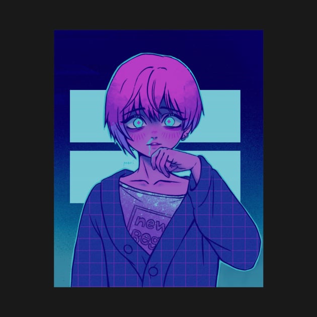Neon, Anime, Cyan Blood, Pink hair, Digital Painting by Dream.Mori