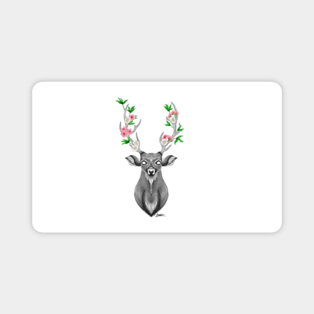 FLORAL STAG Magnet by Maker Art Creations