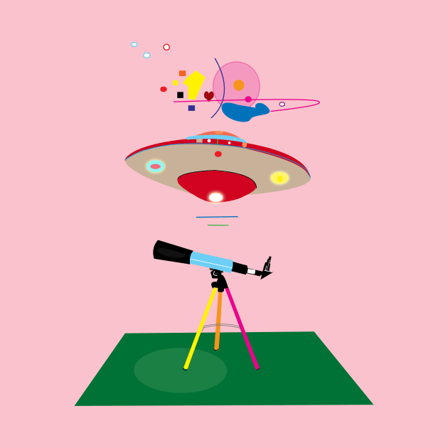 telescope and aliens by momomoma