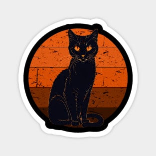 Black Cat and Orange Background Magnet