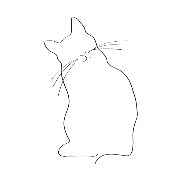Minimalist Line Art Cat Drawing by Lastdrop