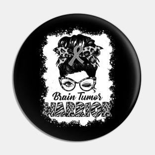 Brain Tumor Warrior Women Messy Bun Brain Tumor Awareness Pin