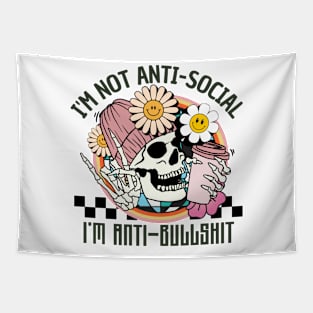 "I'm Not Antisocial" Funny Skeleton Tapestry