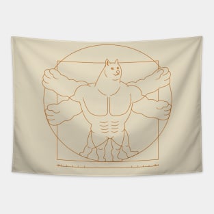 Vitruvian Swole Doge Tapestry