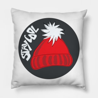 Whimsical cartoon toque with Stay Cool illustrated text Pillow