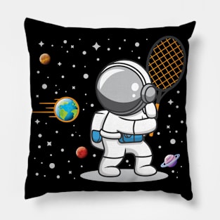 Astronaut playing tennis Pillow