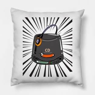 Retro CD Player Discman (black print) Pillow