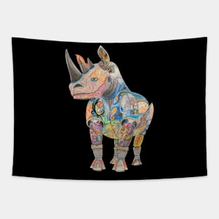 Crash of Rhinos Mechanical Rhino Psychedelic Phoenix Tapestry