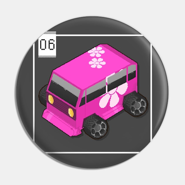 06 - Pixel Cars - Little Fuchsia Pin by Kenox