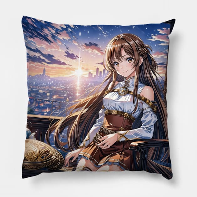 asuna sunset Pillow by WabiSabi Wonders